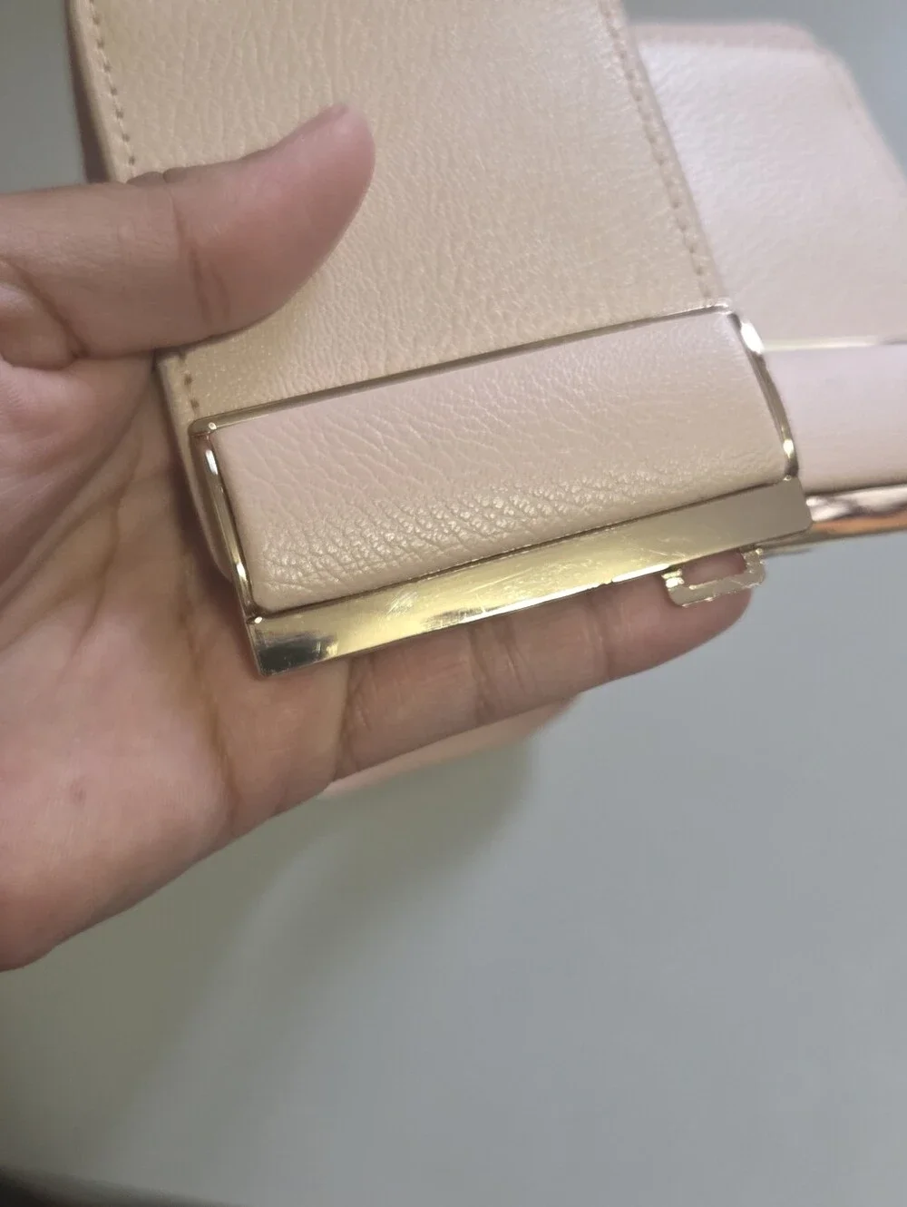 Blush Pink Elastic Waist Cinch Belt with Gold Buckle